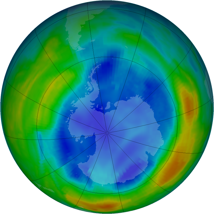 Antarctic ozone map for 22 August 1997
